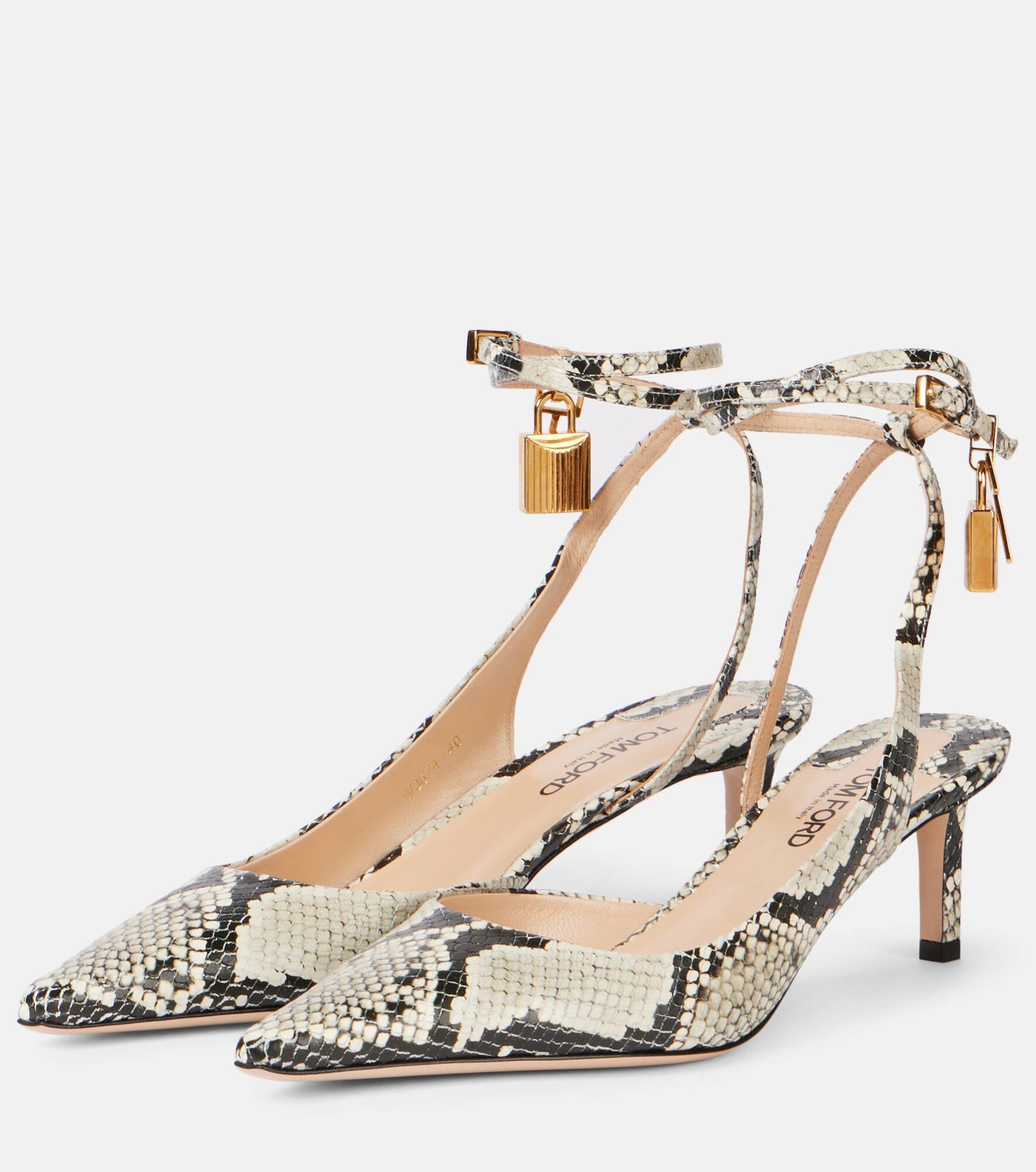 Padlock 55 snake-effect slingback sandals - 4