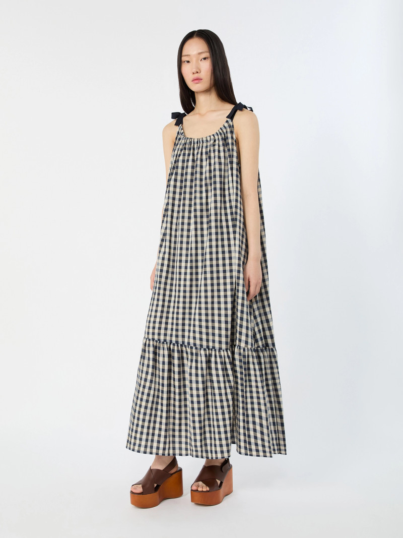 WKIUGOLA Vichy ramie and cotton dress - NAVY 3