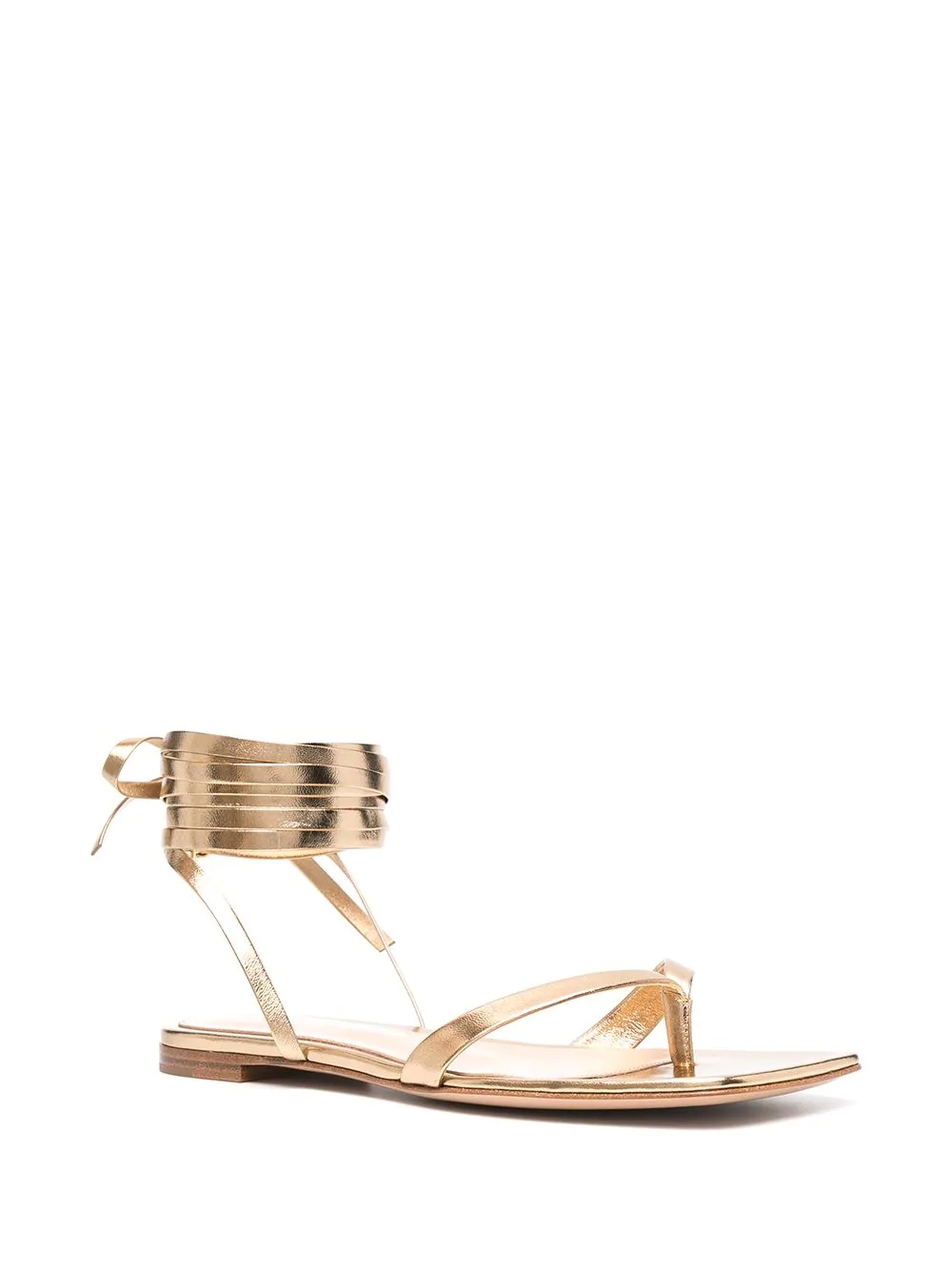 metallic-effect lace-up sandals - 2