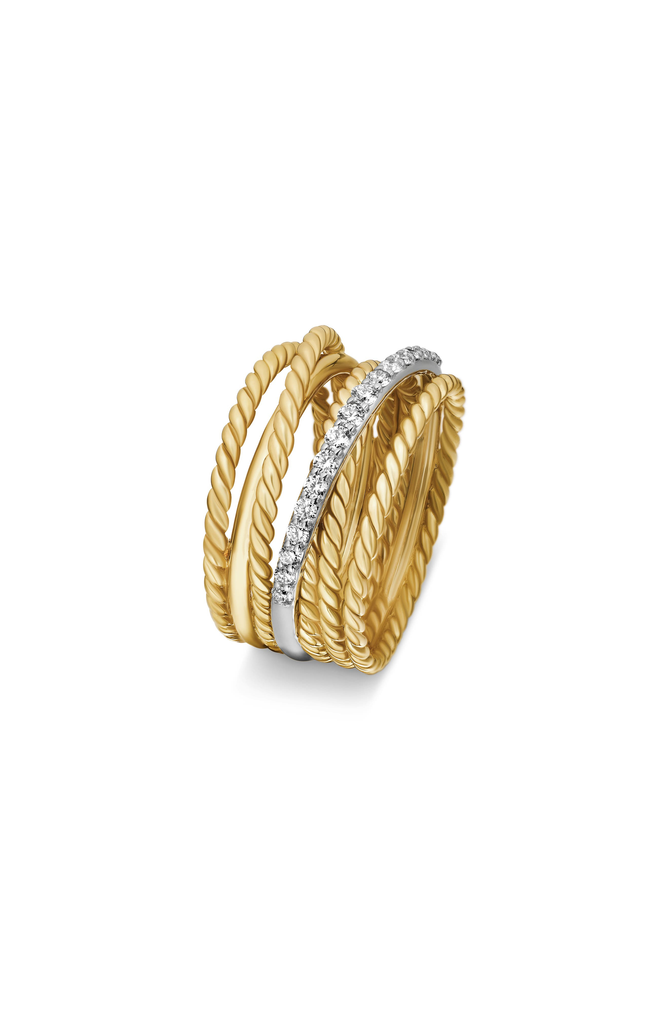 David Yurman DY Crossover Ring with Diamonds in Gold at Nordstrom - 4