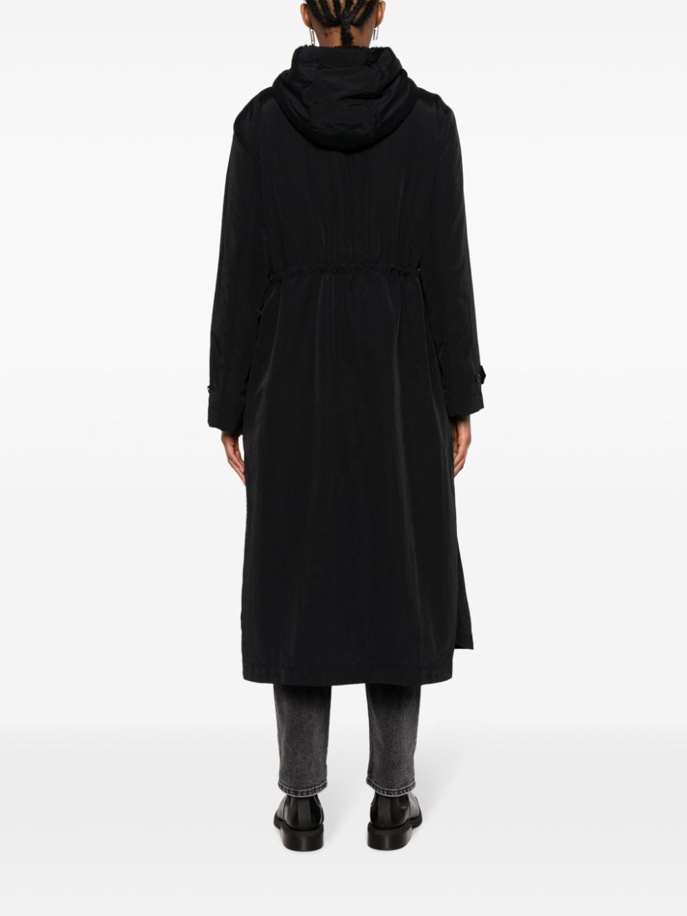 hooded single-breasted coat - 4