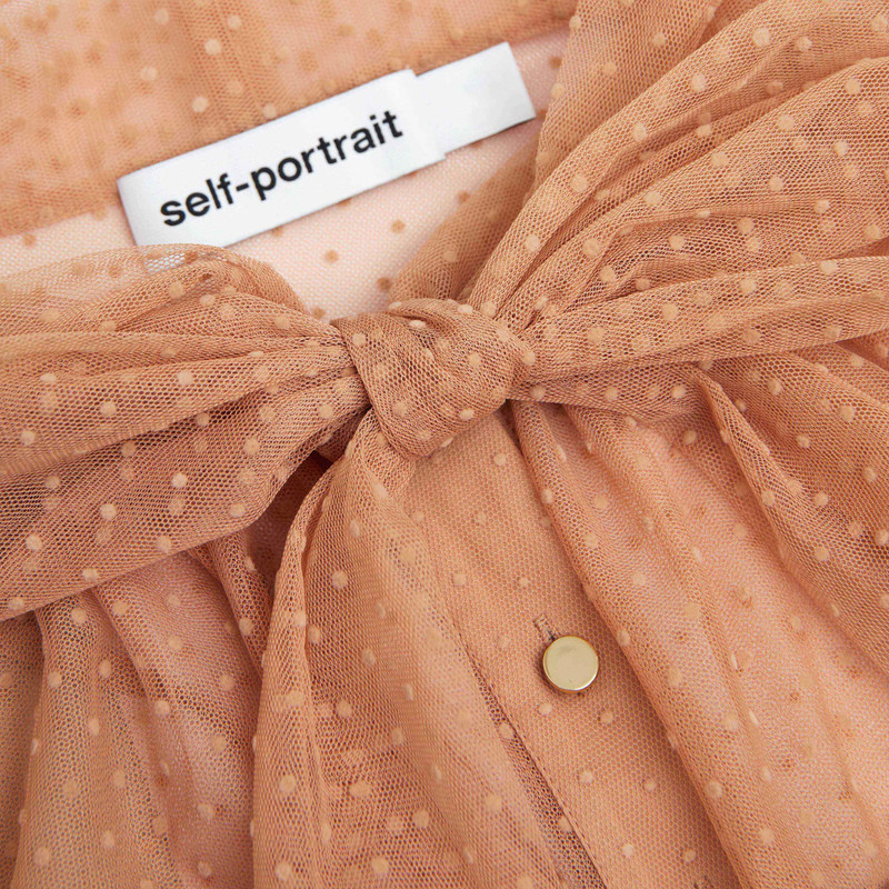 Tan Dot Mesh Maxi Dress 5