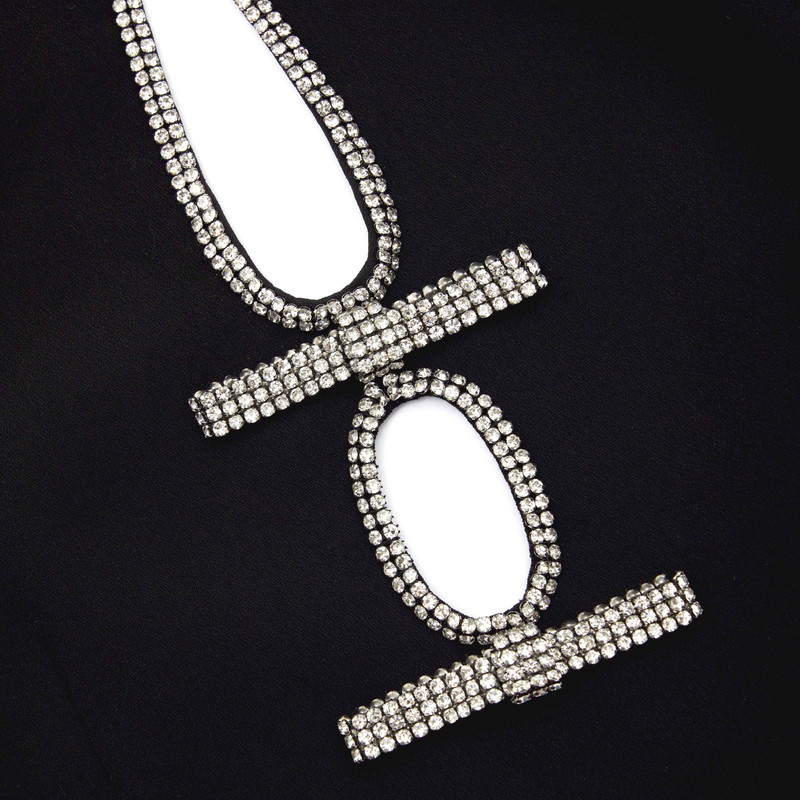 Black Crepe Diamante Bow Midi Dress 5