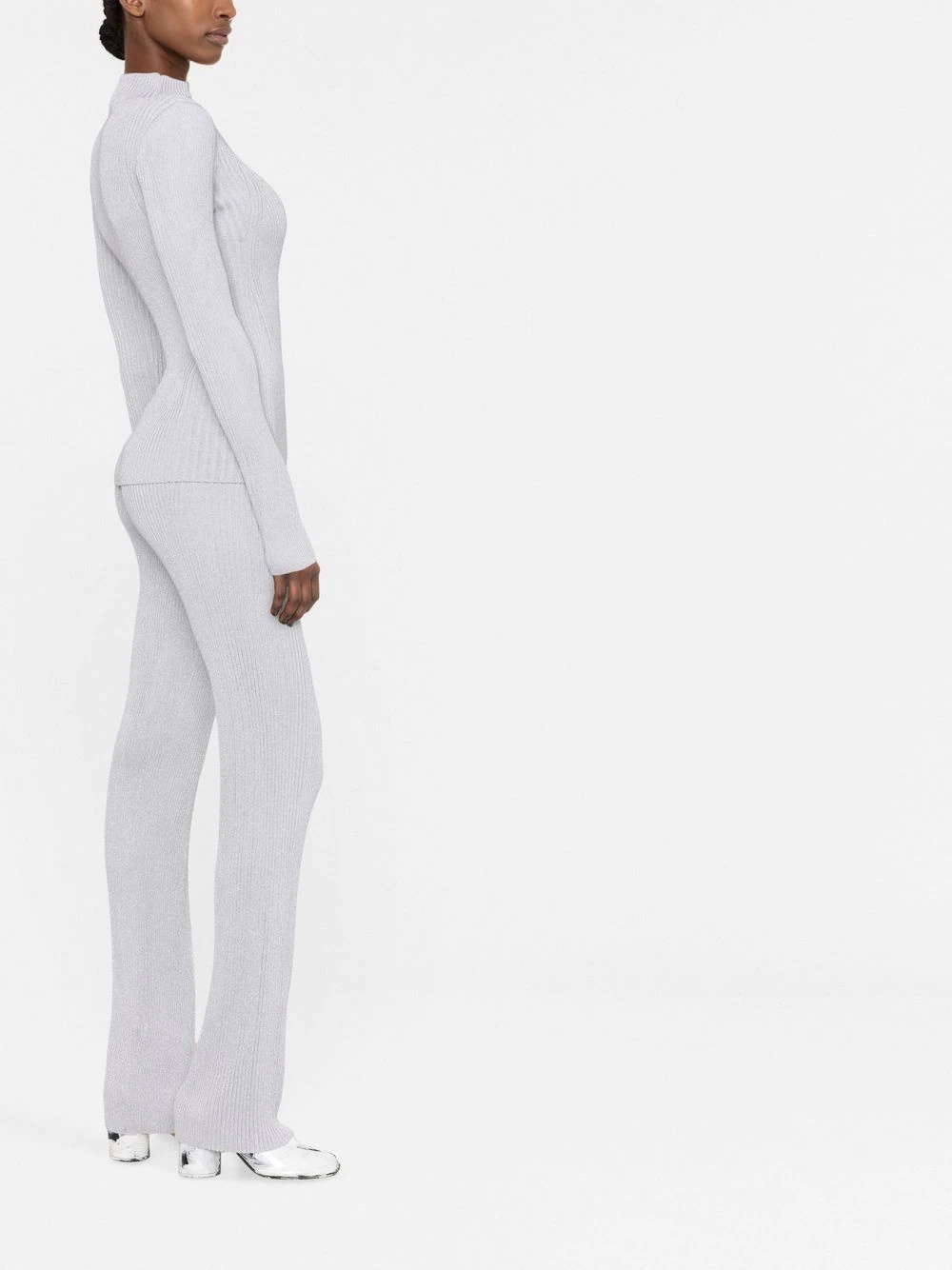 ribbed-knit slip-on trousers - 3