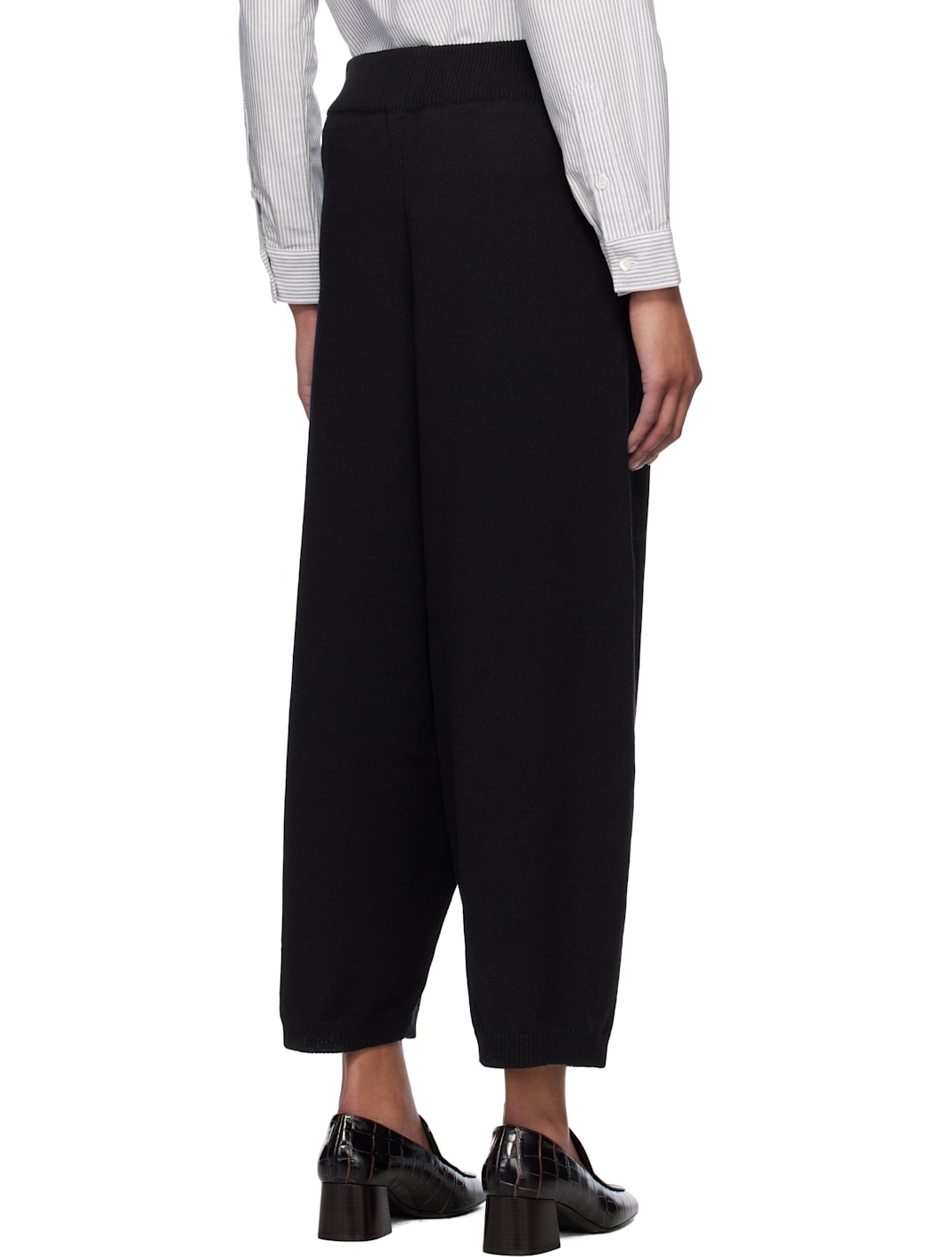 Black Cotton Knitted Lounge Pants - 3
