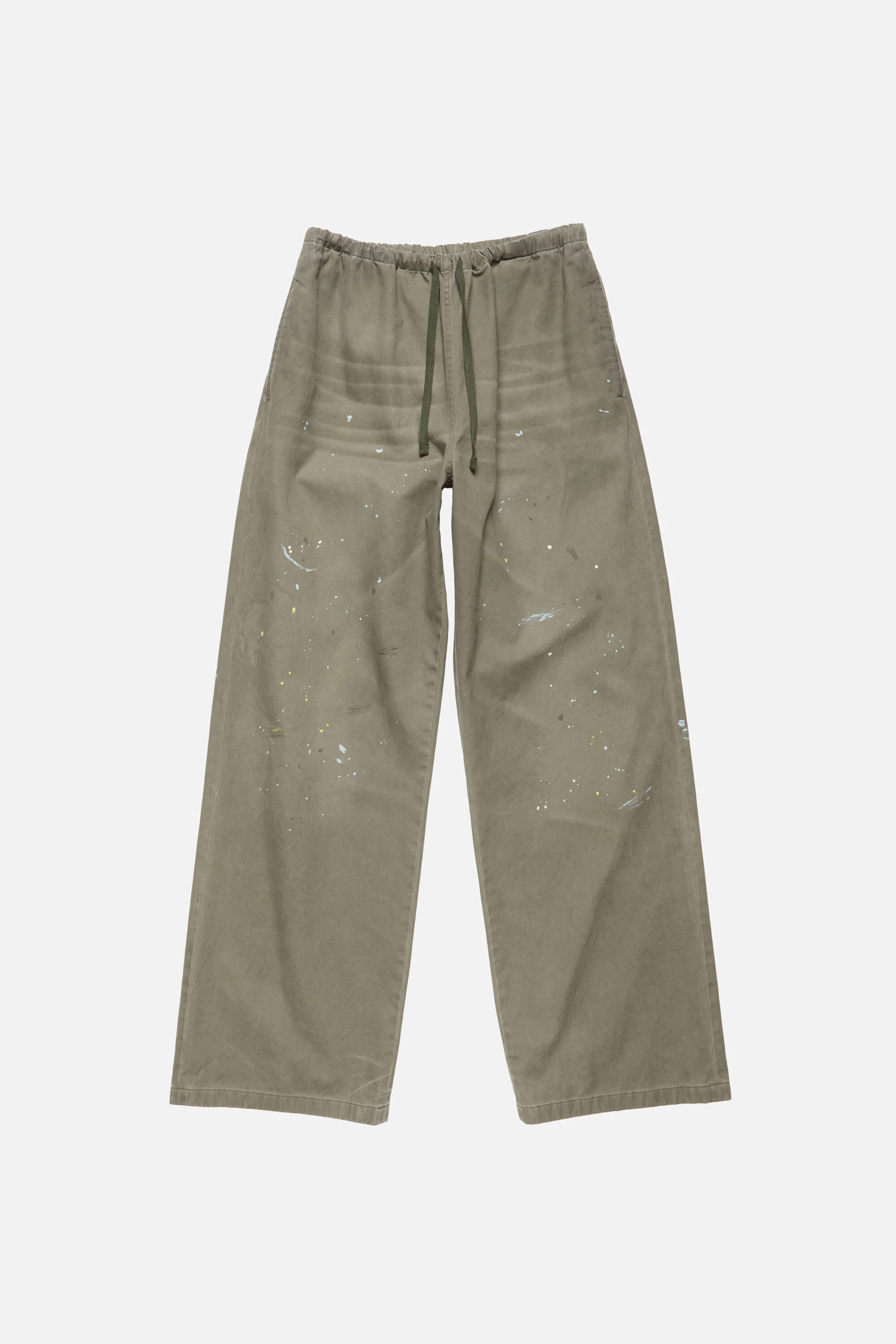 Washed cotton trousers - Dusty green - 1