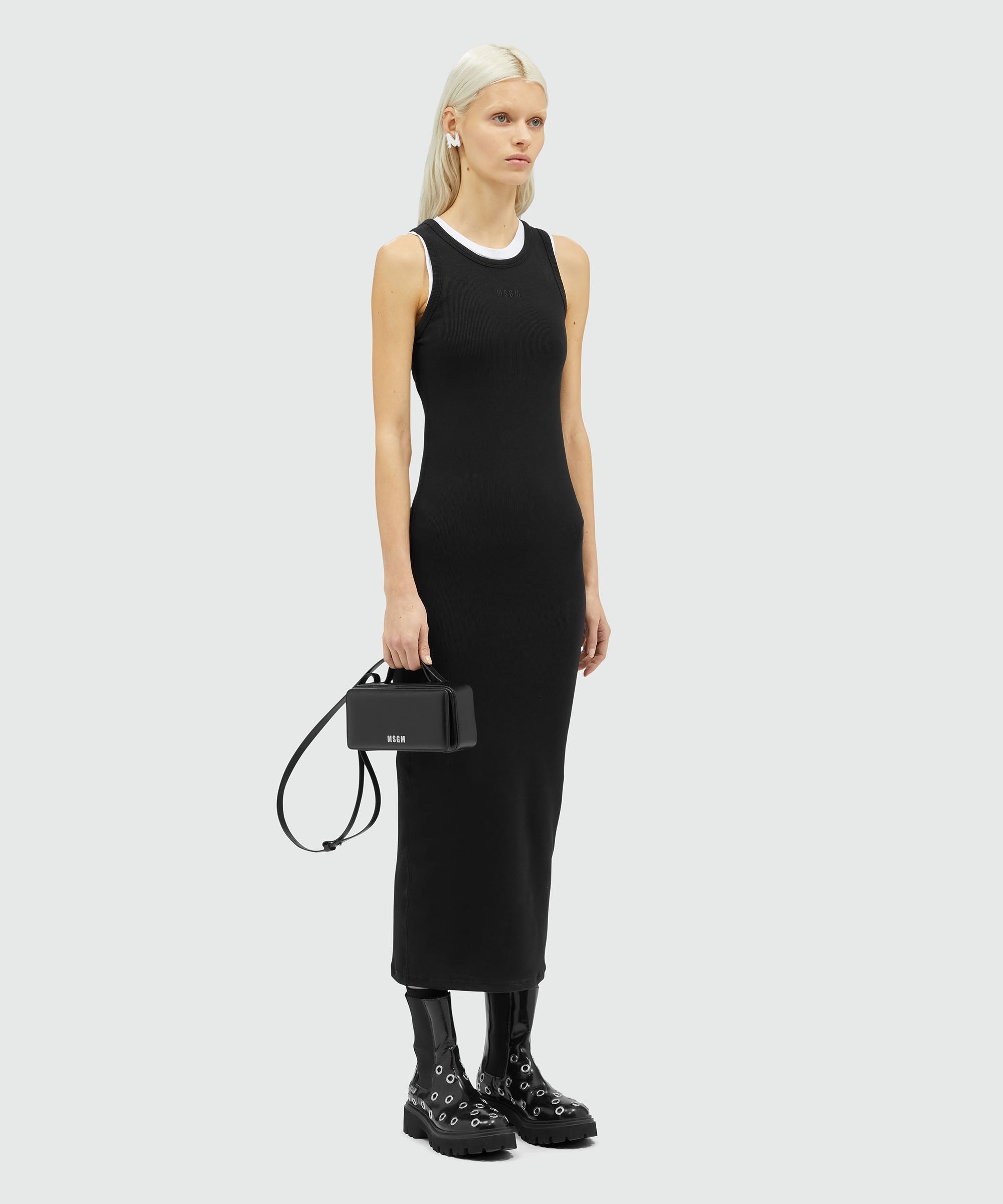 Ribbed cotton sleeveless dress - 4