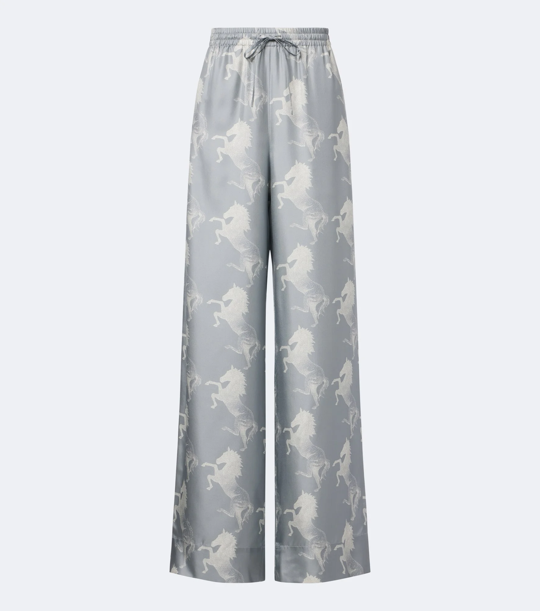 Printed silk satin wide-leg pants - 1
