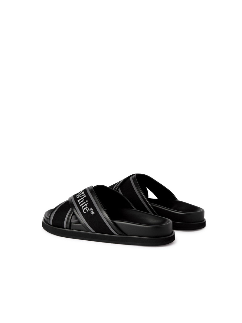 Off-White Embroidered Towel Slides in Black sz 9 US Sparkles Home Stripe Rhinestone Hand Towel (Set of 2) - Bed  main image 4