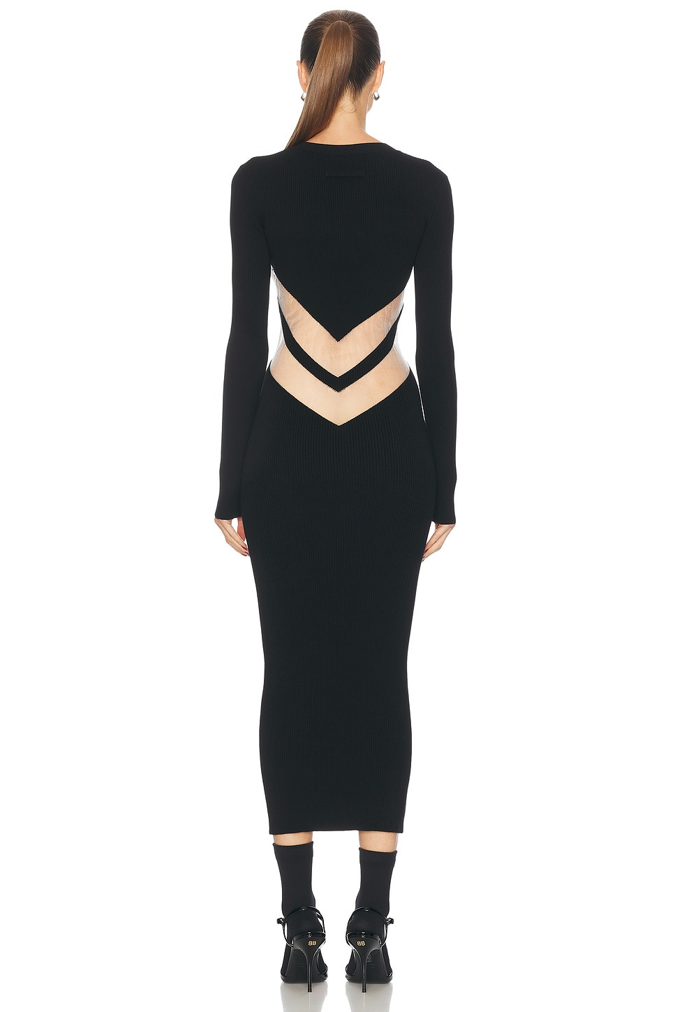 Transparent Chevron Long Dress - 3