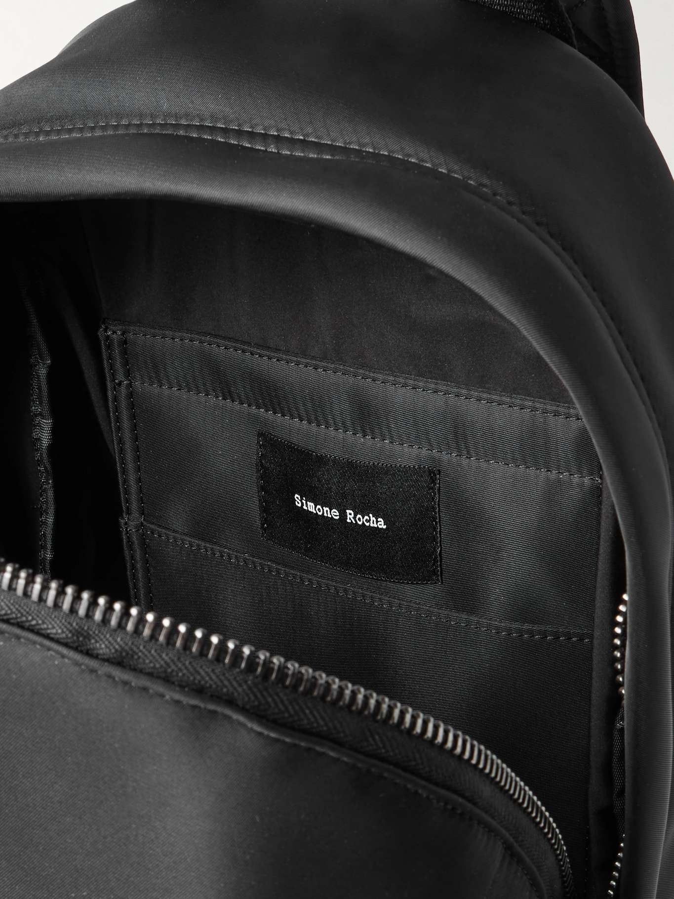 Bow and faux pearl-embellished shell backpack Black - 5