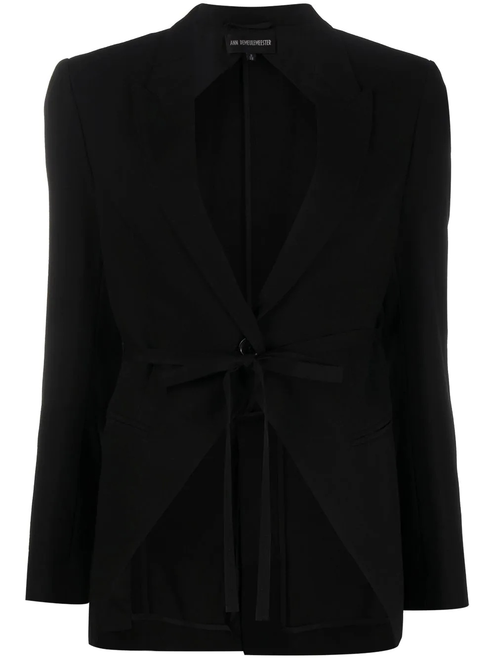 single-breasted tie waist blazer - 1