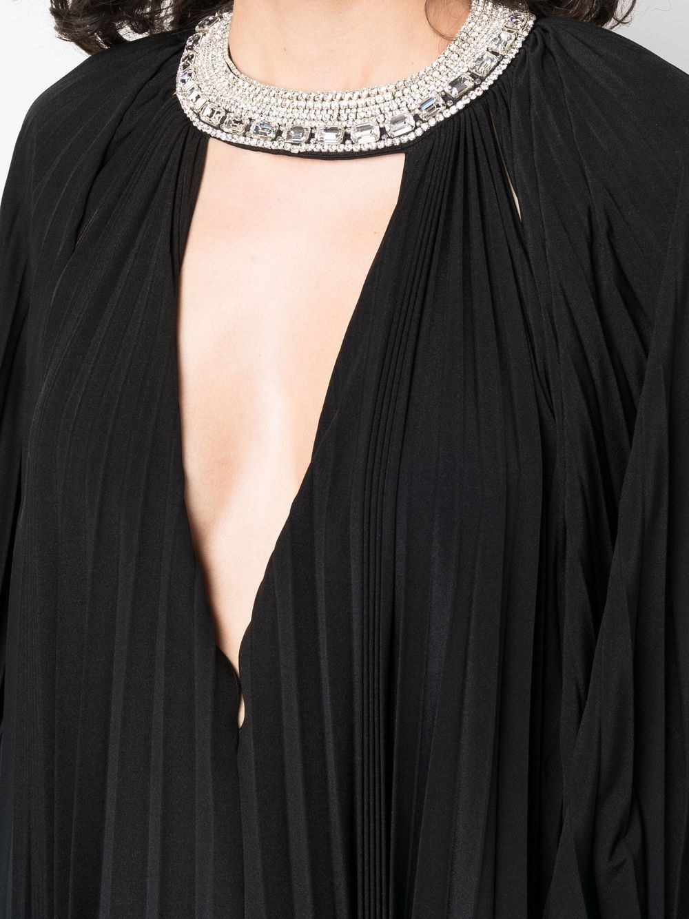 crystal-embellished pleated mini dress - 5