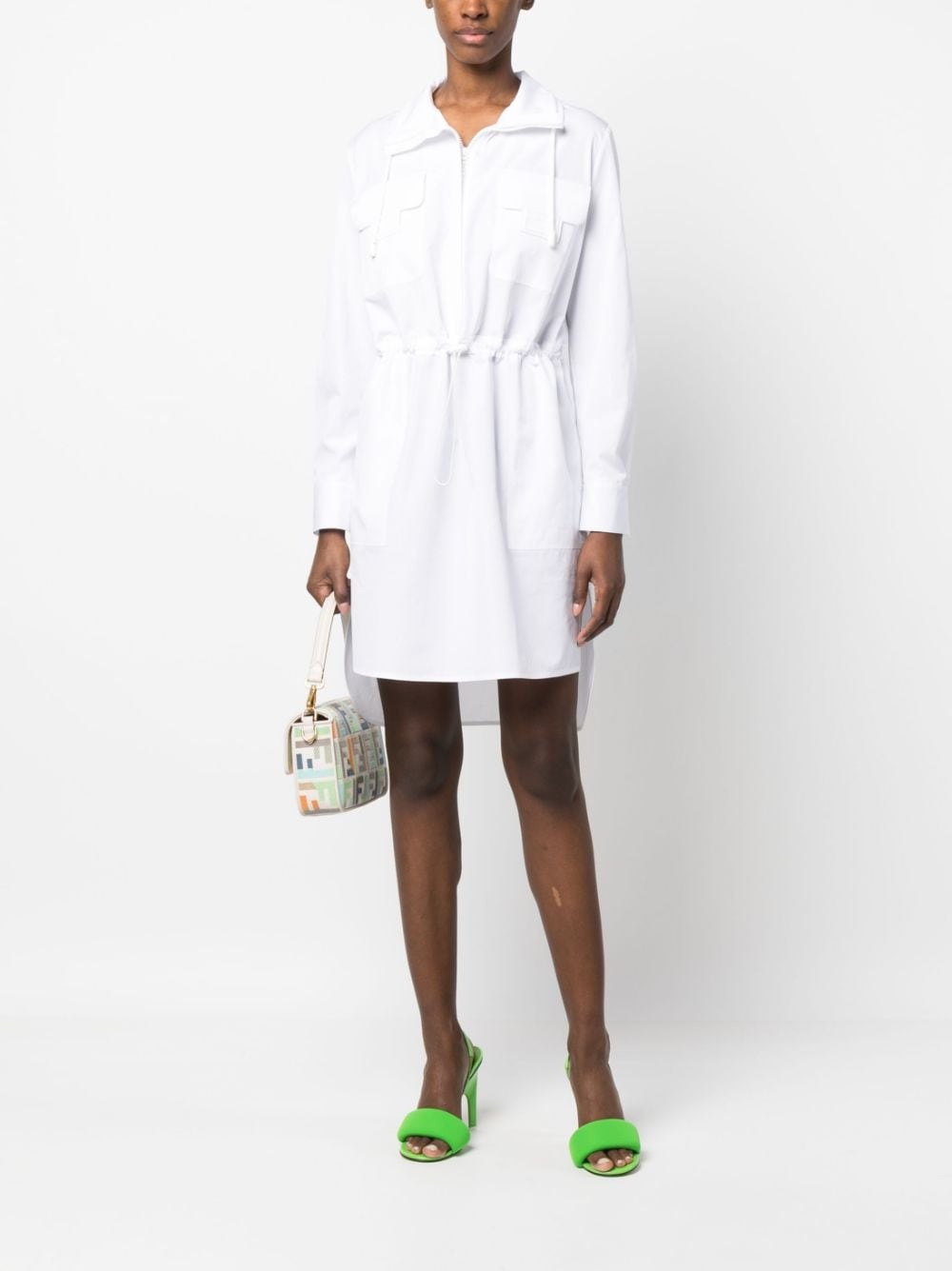 drawstring-waist cotton dress - 2