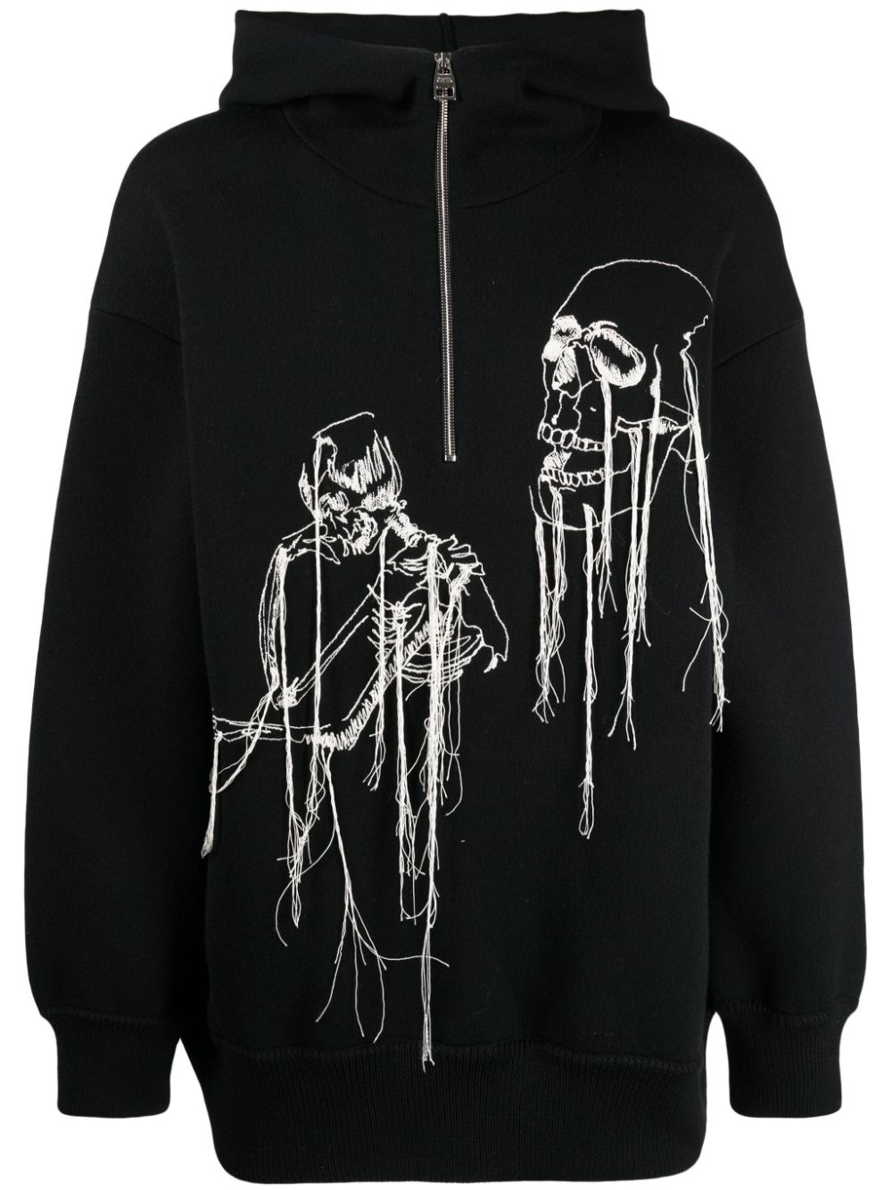 skull-print knitted hoodie - 1