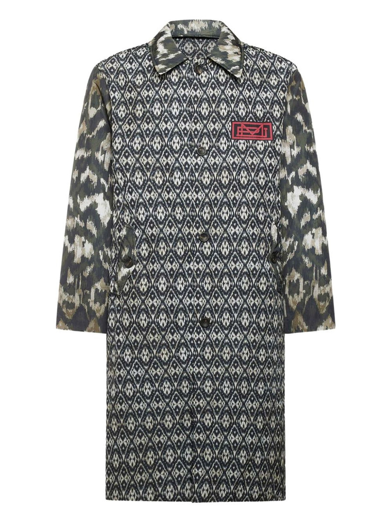 ikat-pattern buttoned coat 1