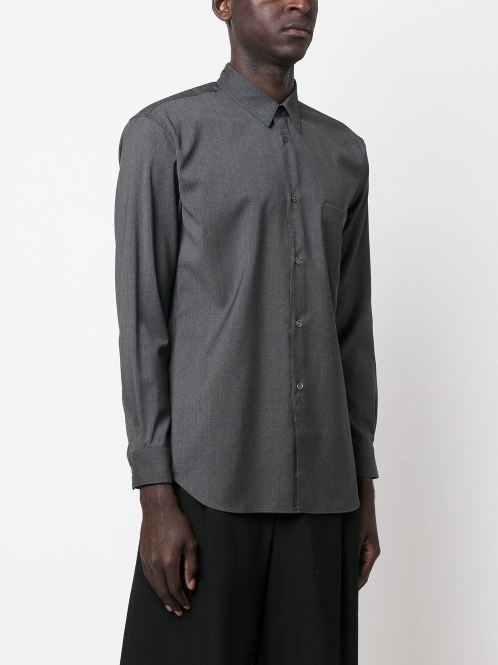 spread-collar wool shirt - 3