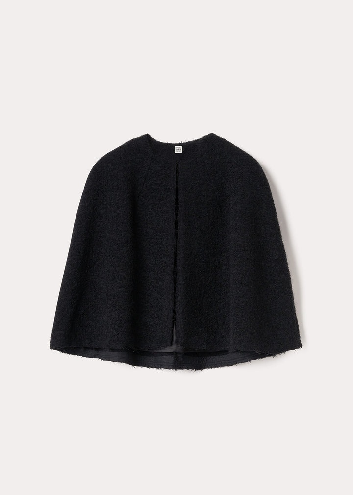 Wool bouclé cape black - 1