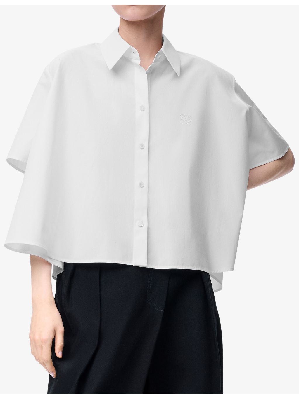 Trapeze-Silhouette Short-Sleeve Cotton-Blend Shirt - 3