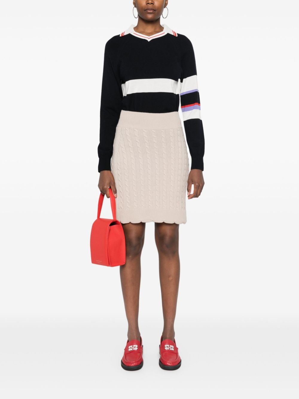 cable-knit merino wool mini skirt - 2