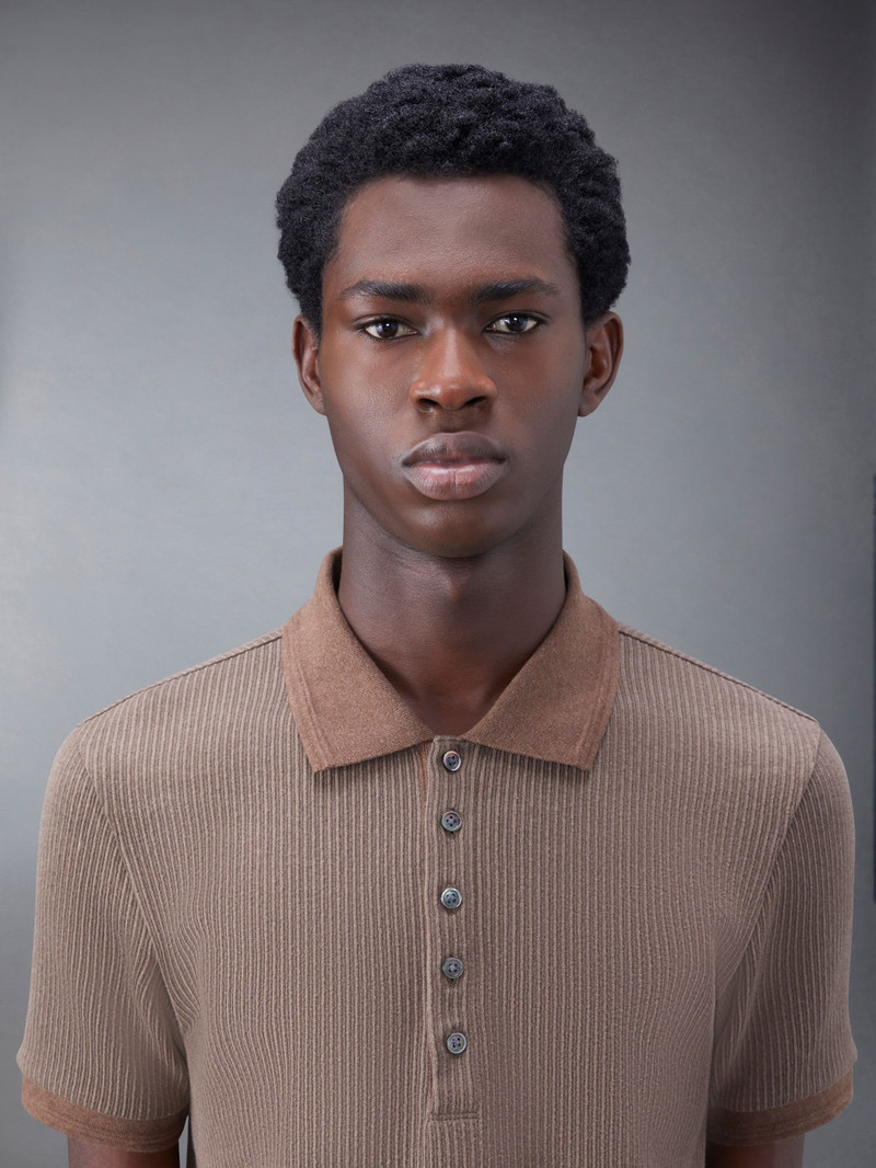 Thermal Rib Ottoman Stripe Short Sleeve Polo 5