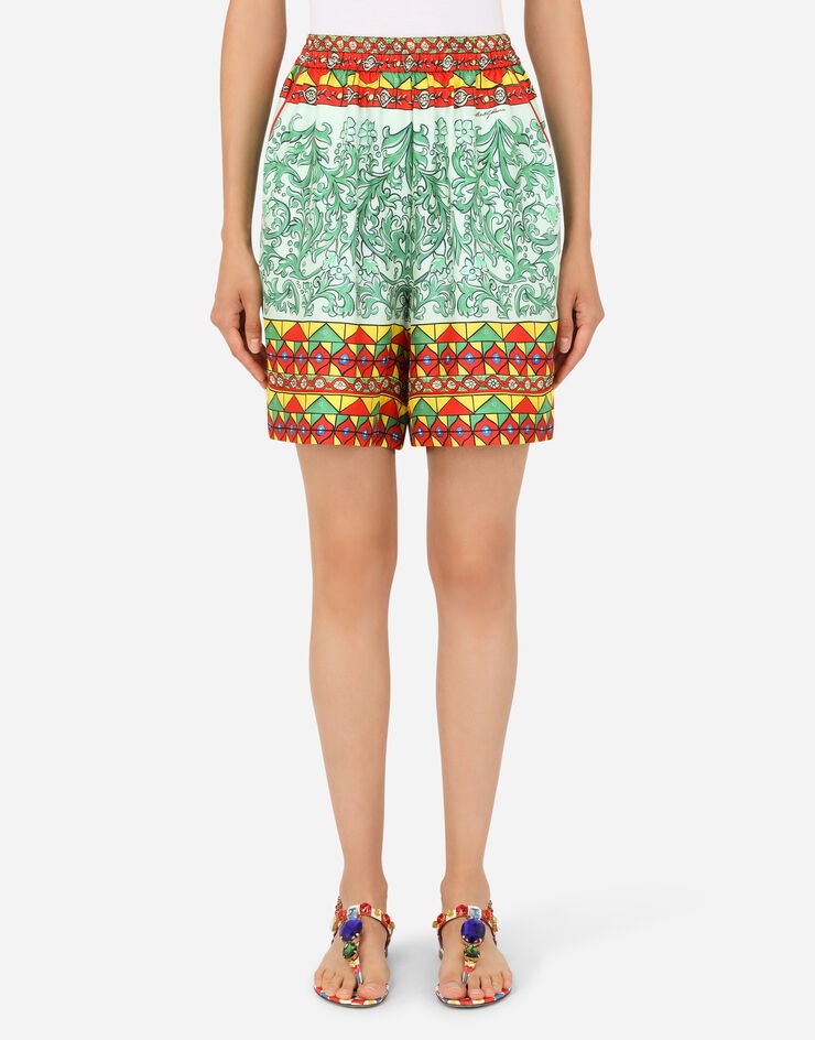 Carretto-print twill shorts - 1