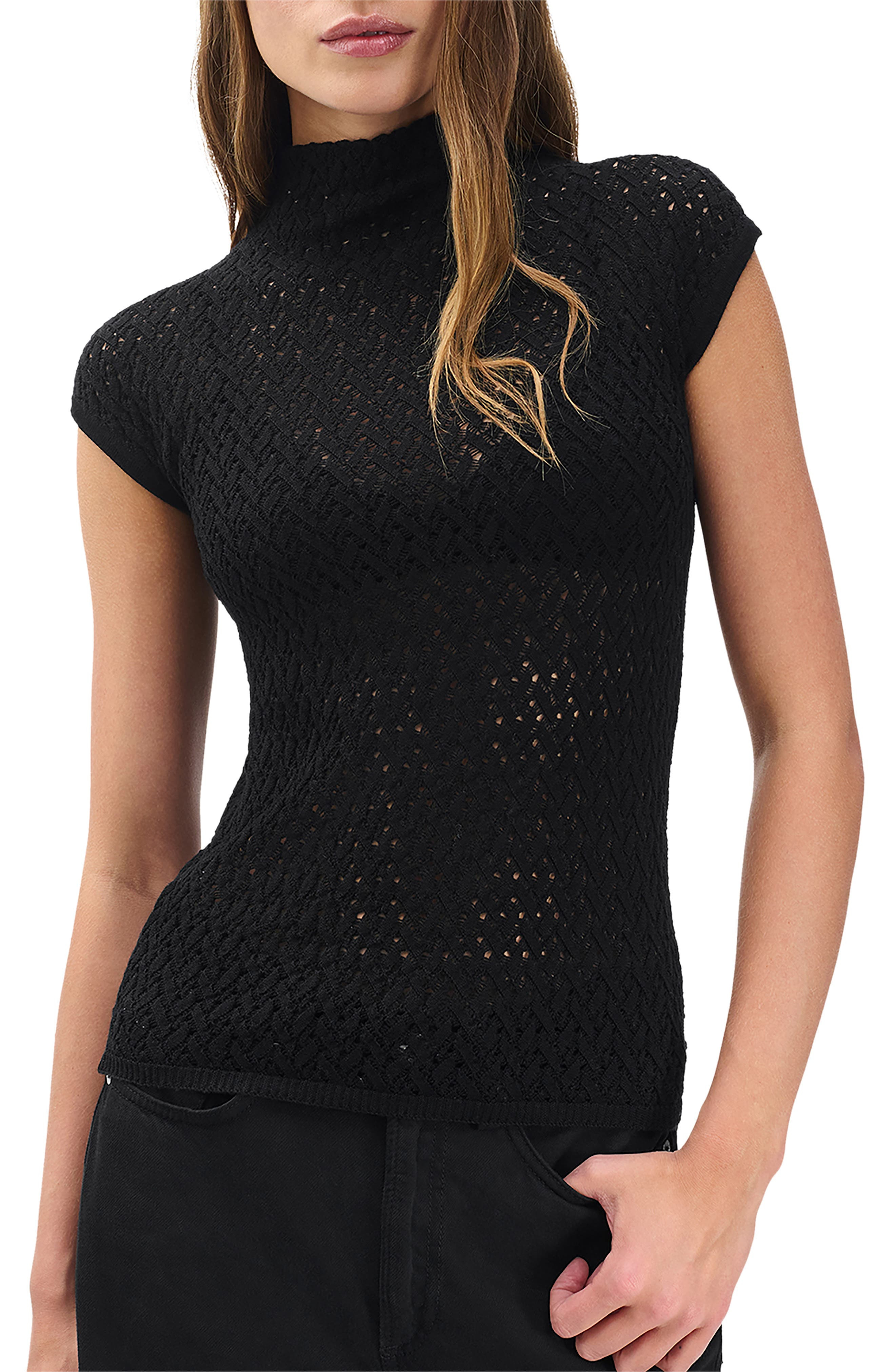 rag & bone Tana Cap Sleeve Sweater in Black at Nordstrom - 3