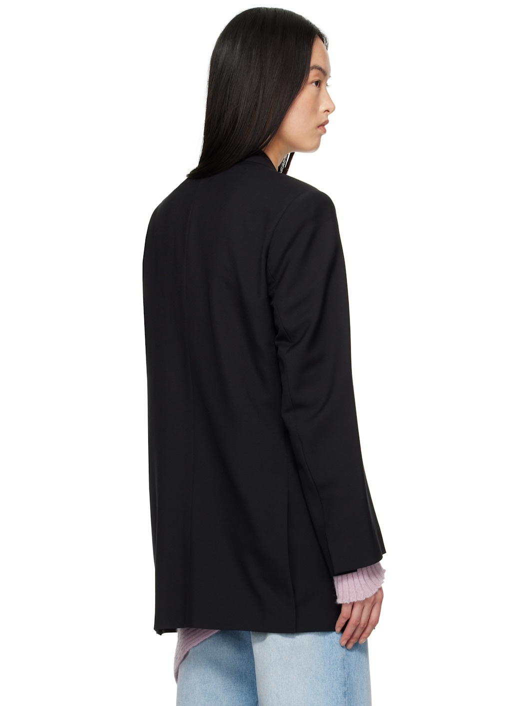 Black Wool & Mohair Blazer - 3