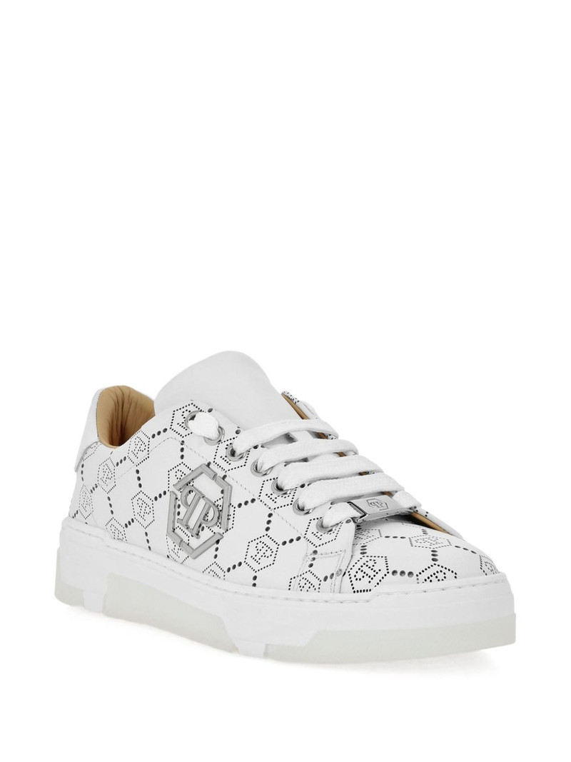 PHILIPP PLEIN monogram-pattern leather sneakers outlook