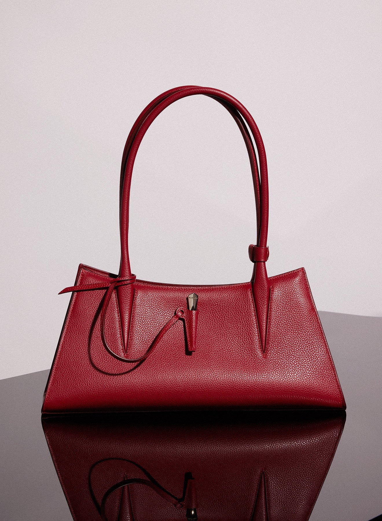 red grained leather fang bag - 2