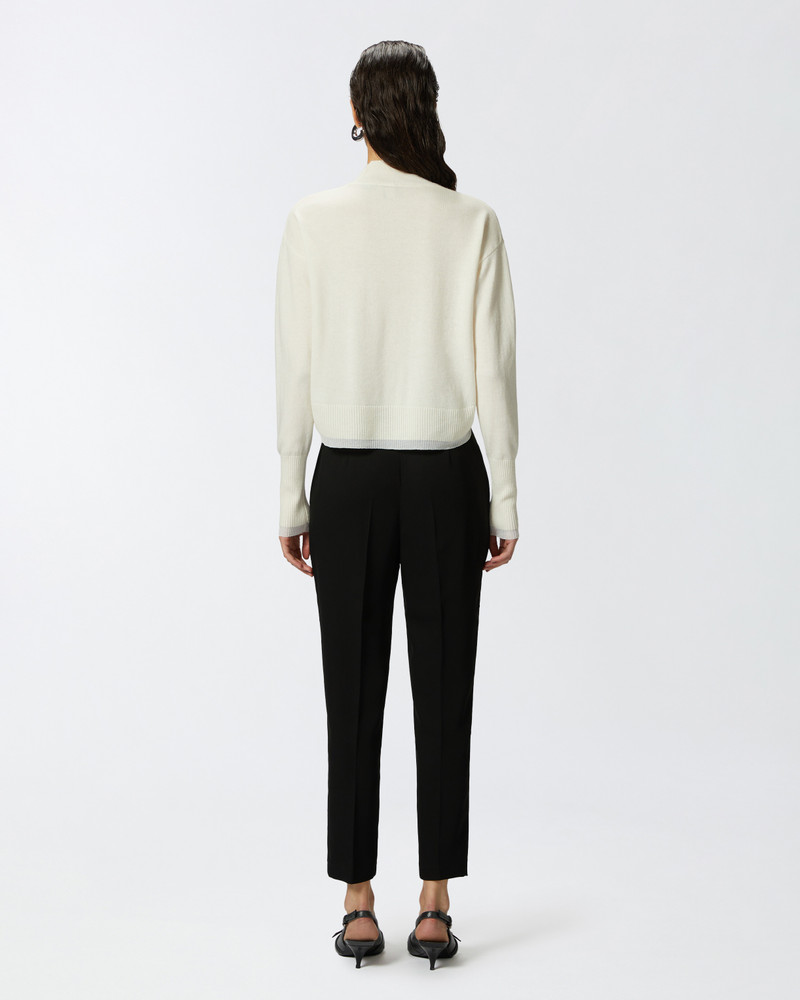 WHITE CASHMERE-BLEND MOCK-NECK SWEATER 4