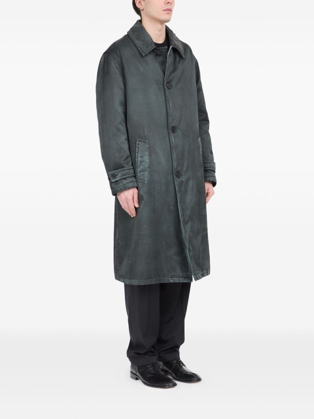waxed button-up coat - 3