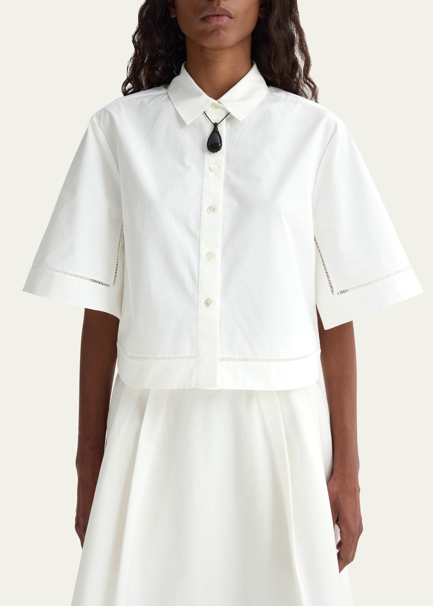 Ladder Embroidered Poplin Shirt - 5