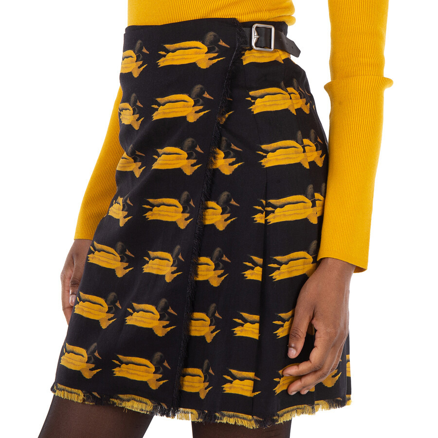 Burberry Wool Frayed-Edge Animal-Printed Mini Skirt - 4