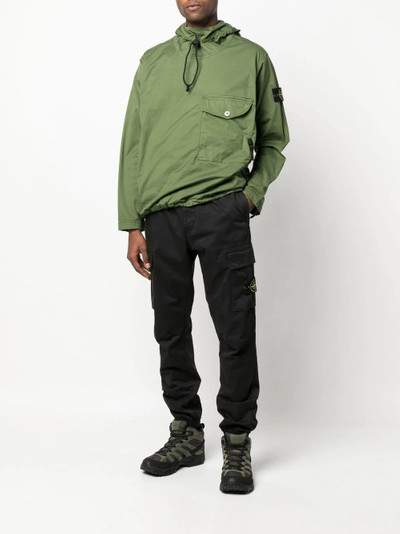 Stone Island logo-patch cotton hooded jacket outlook