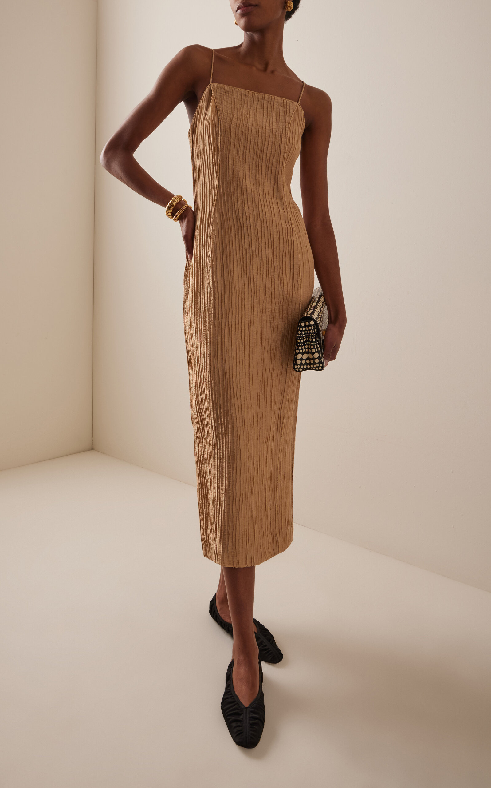 Lucille Plissé Midi Dress bronze - 2
