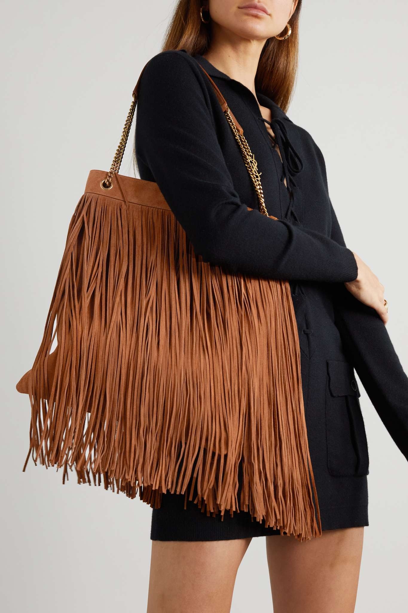 Grace medium fringed suede shoulder bag - 2