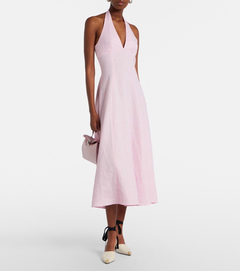 FAITHFULL Marais halterneck linen midi dress outlook