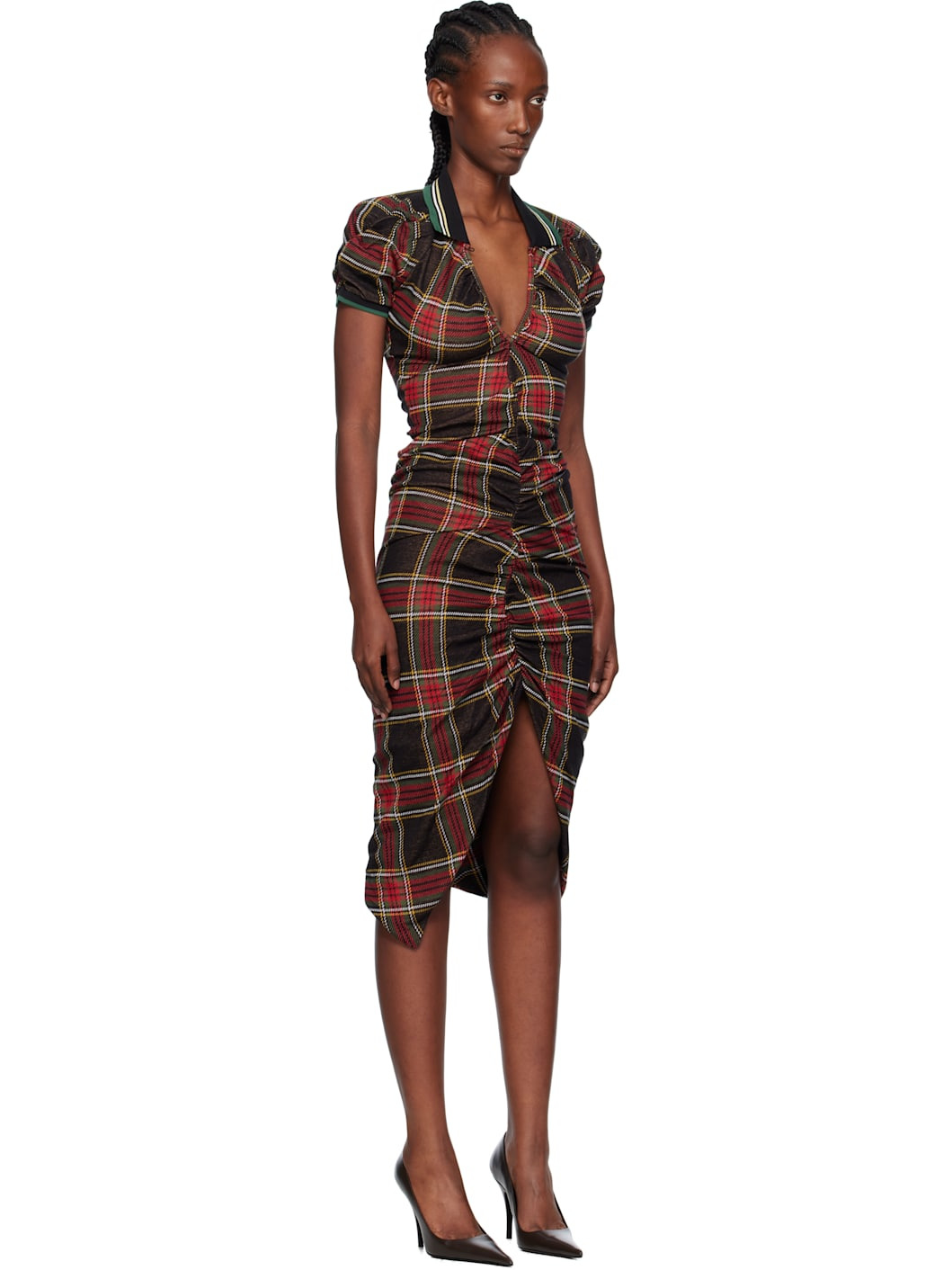 Red & Green Pulling Midi Dress - 2