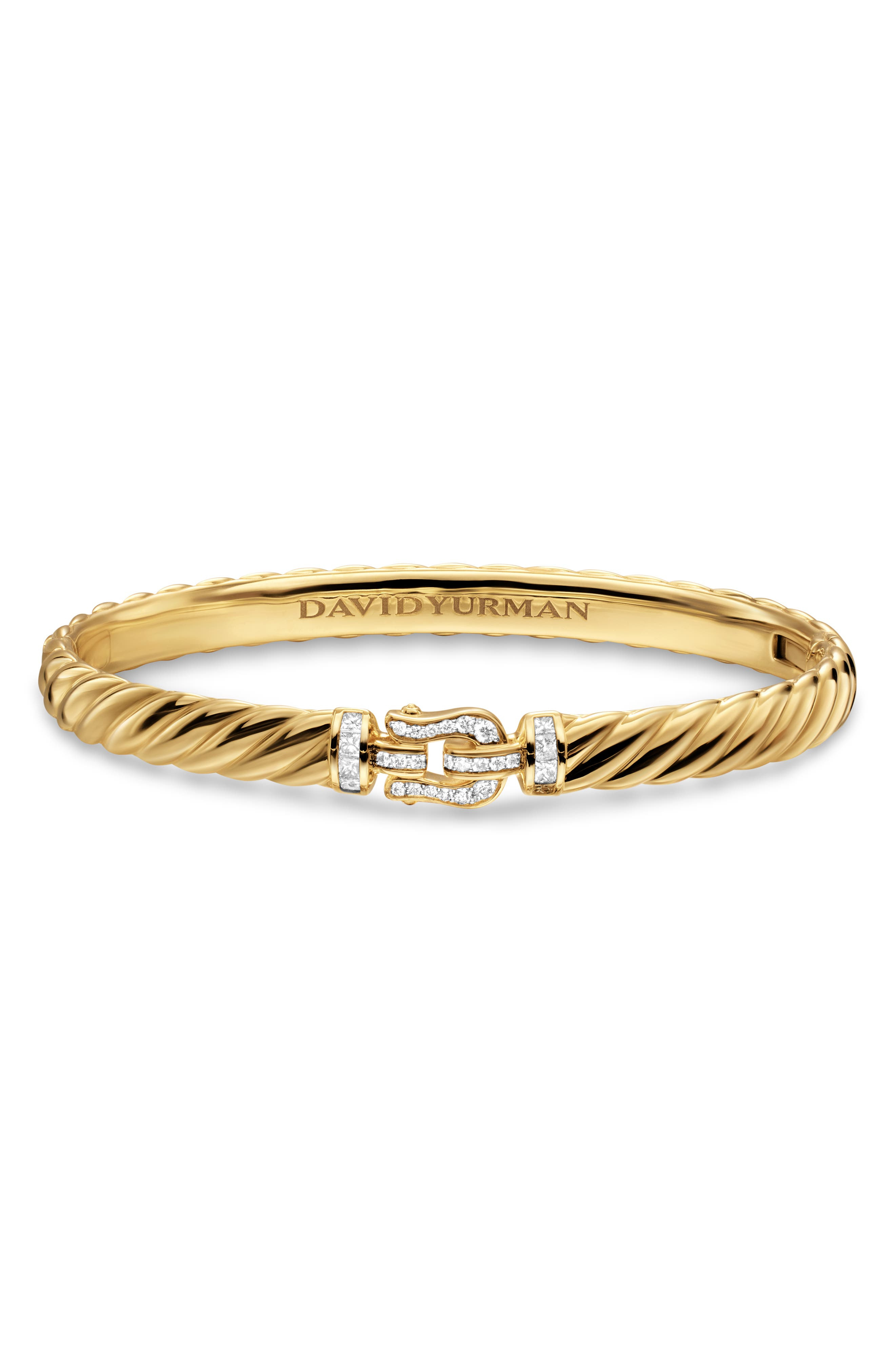 David Yurman Sculpted Cable Buckle Bracelet in 18K Yellow Gold with Diamonds, 6mm at Nordstrom - 6
