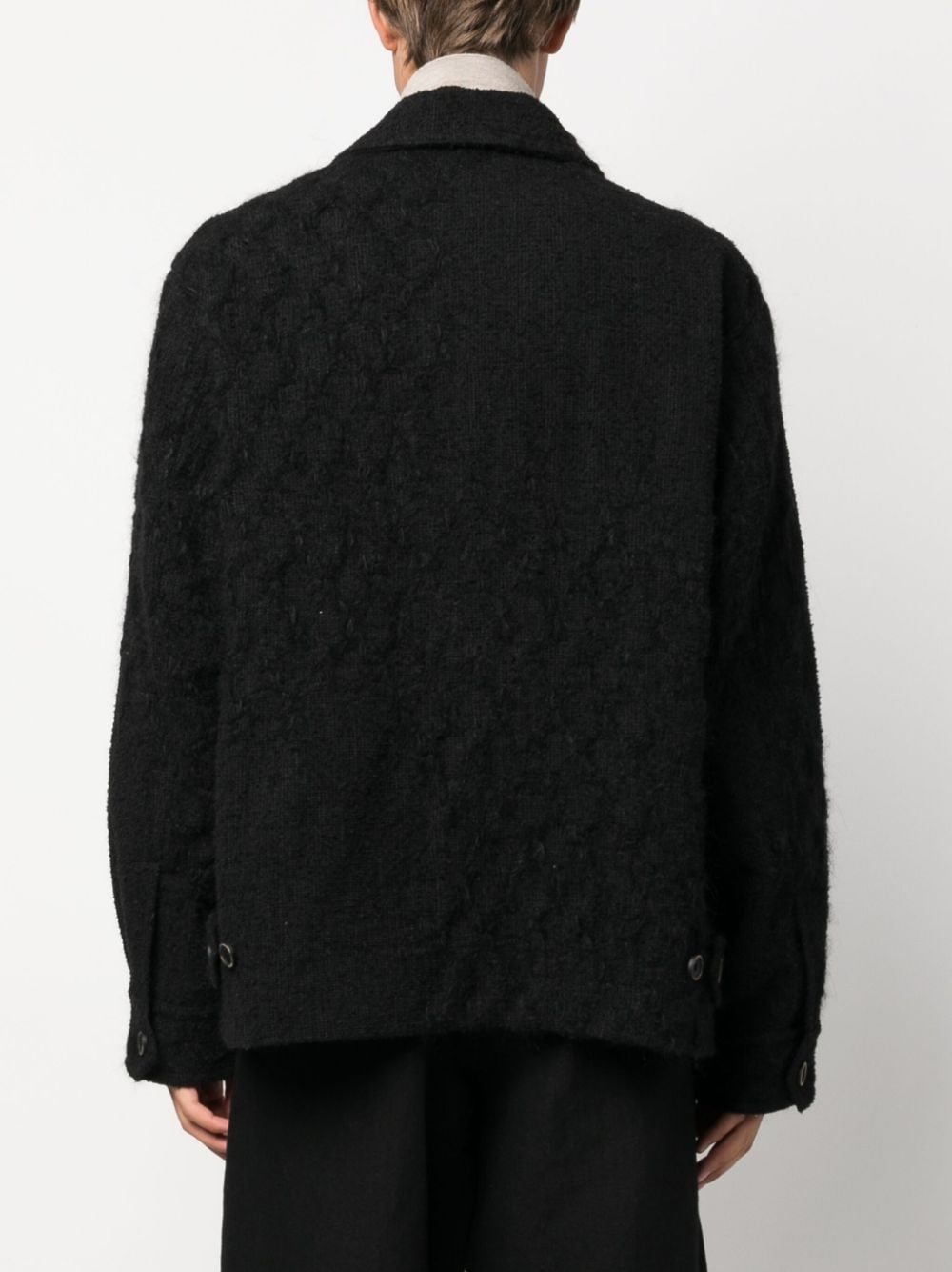 distressed-effect knitted shirt jacket - 4