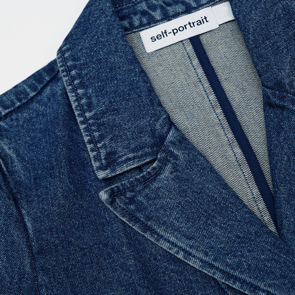Belted Denim Blazer - 5