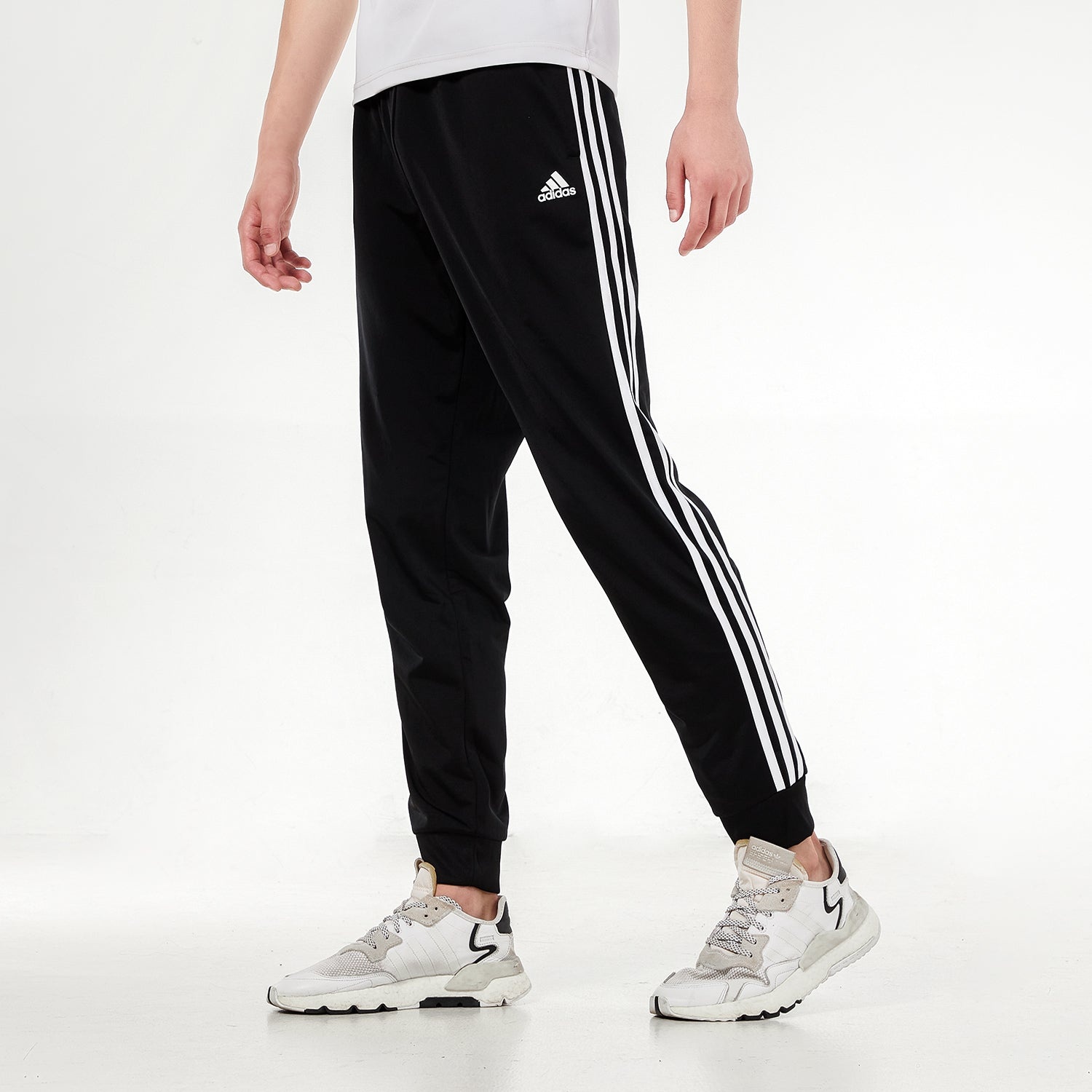 Men's adidas 3s Jog Tp Tri Stripe Splicing Bundle Feet Sports Pants/Trousers/Joggers Autumn Black H4 - 5