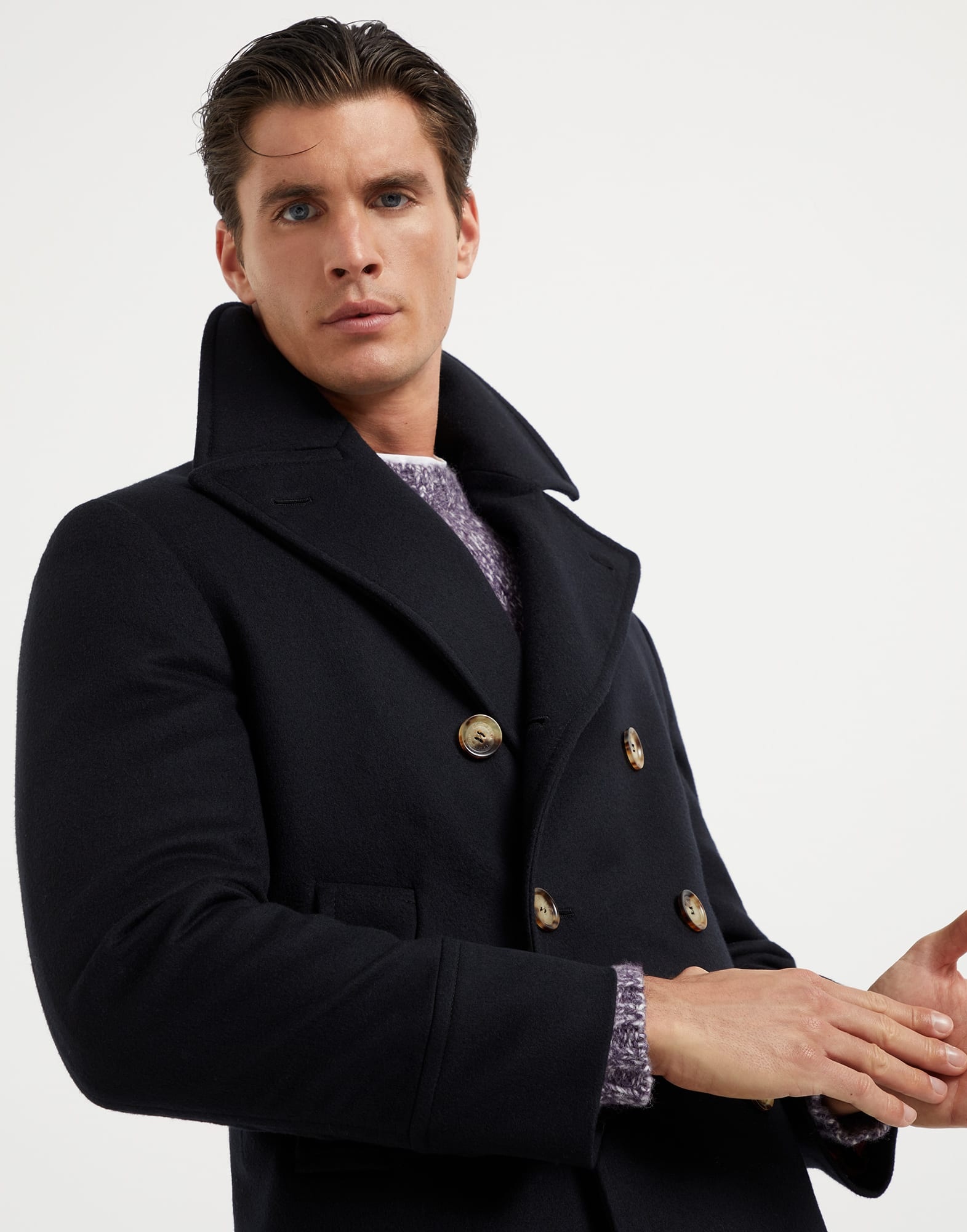 Wool double beaver cloth pea coat - 3