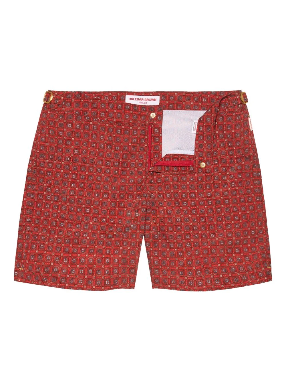 Bulldog geometric-print buckle-detail swim shorts - 1