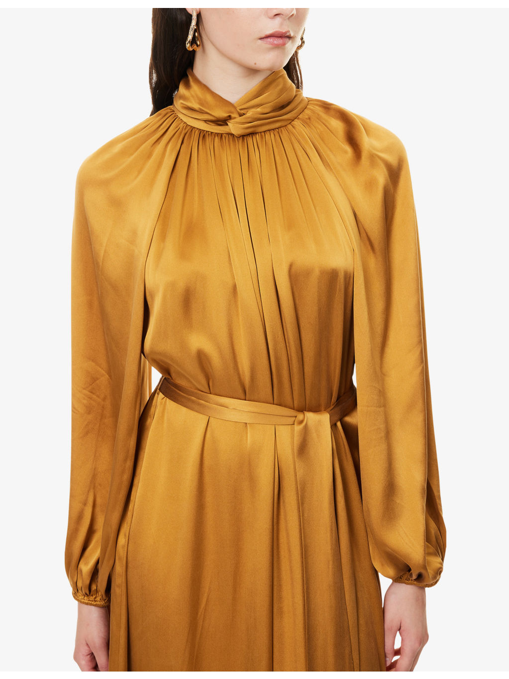 Hypnotic Twist Sheath Silk Midi Dress - 5