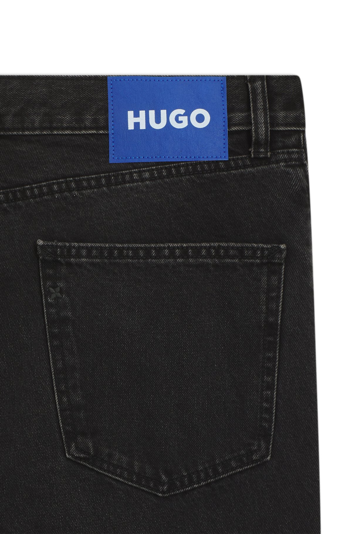 REGULAR-FIT JEANS IN BLACK WASHED DENIM - 6