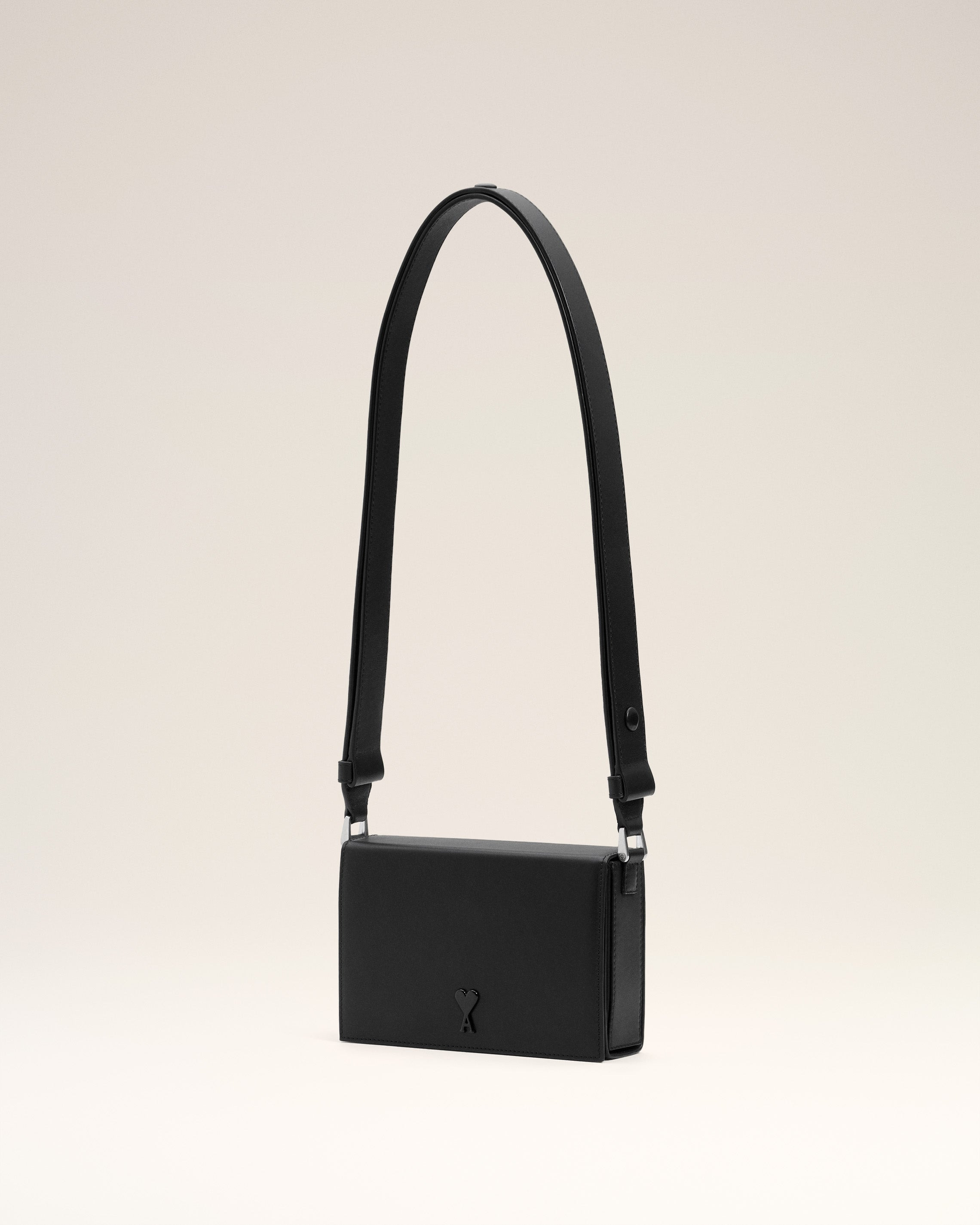 BLACK SMOOTH LEATHER AMI DE COEUR LUNCH BOX BAG - 3