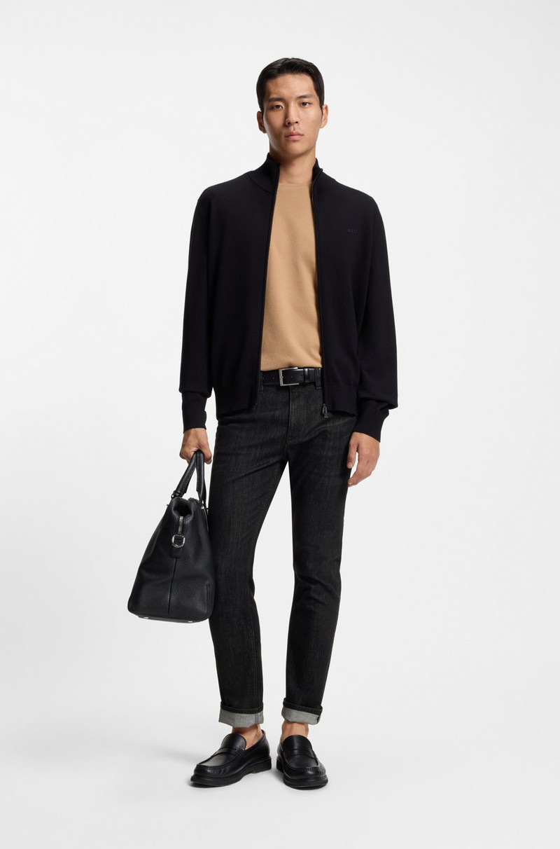 BOSS DELAWARE BLUE SLIM-FIT JEANS IN WRINKLE-RESISTANT DENIM outlook