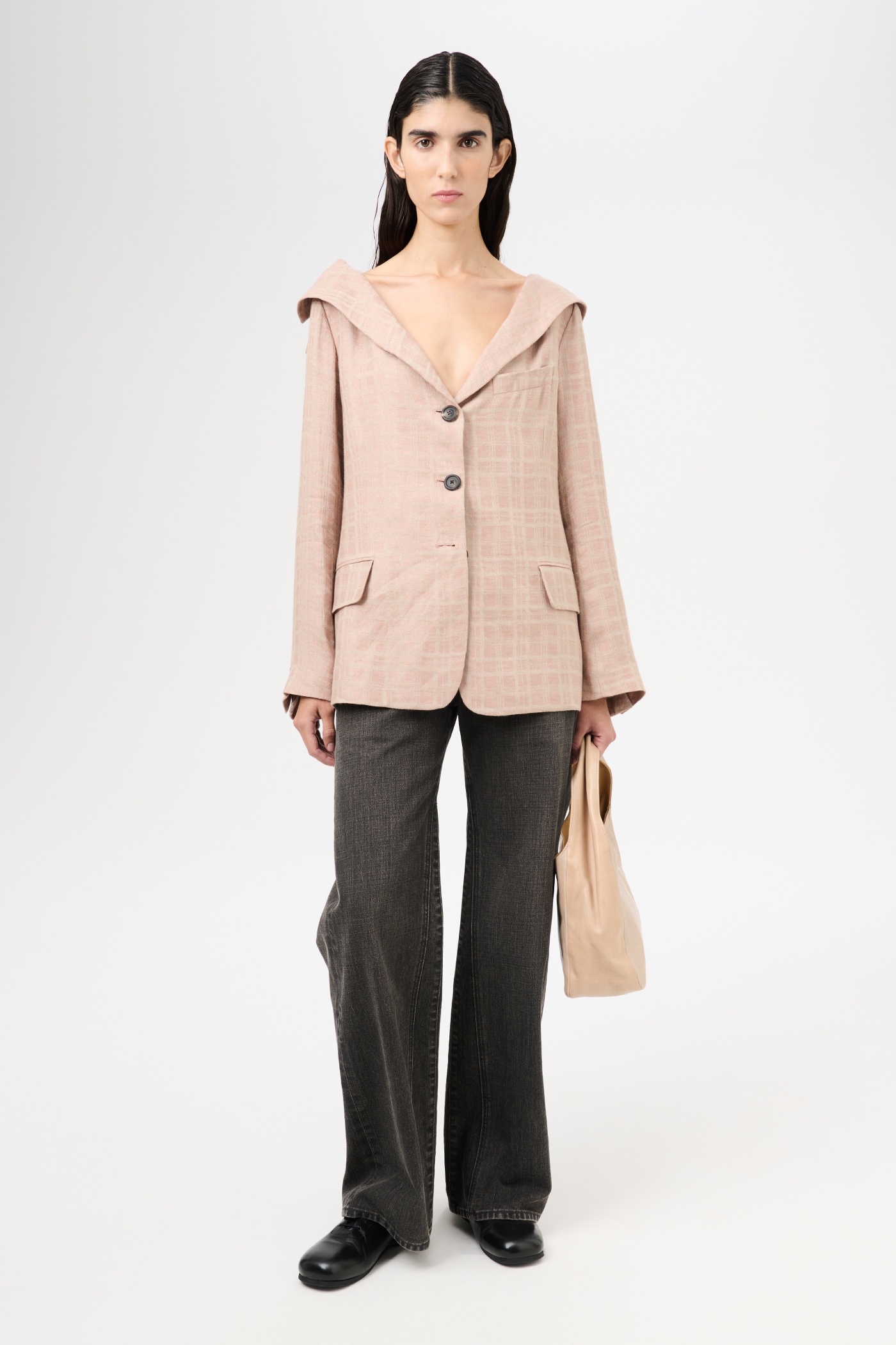 Kaonashi Blazer Hammock Check Crumpled Linen - 2